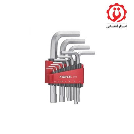 قیمت و خرید سری آچار آلن L شکل کوتاه 11 عددی فورس – FORCE مدل 5116 از ابزار قشقایی
