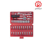 قیمت و خرید جعبه بکس 46 پارچه بکس و پیچ گوشتی درایو 1/4 ساتاگود از ابزار قشقایی