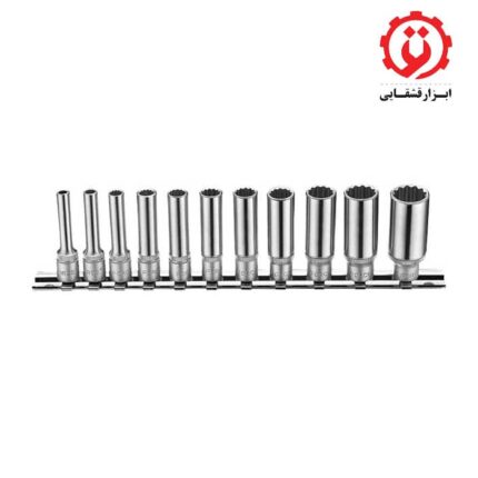 قیمت و خرید سری آچار بکس 1/4 درایو بلند 11 پارچه اینچی فورس - FORCE مدل 21110D از ابزار قشقایی