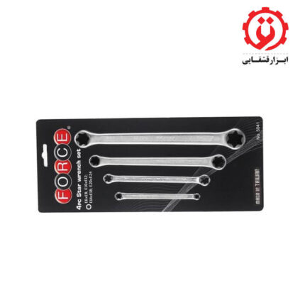 قیمت و خرید آچار دو سر رینگی ستاره ای 4 عددی فورس - FORCE مدل 5041 از ابزار قشقایی