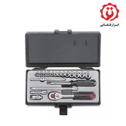 قیمت و خرید جعبه بکس 1/4 اینچ درایو 19 پارچه 12 پر فورس مدل 2203M-9 از ابزار قشقایی