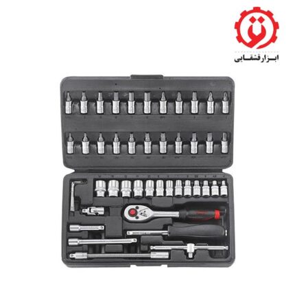 قیمت و خرید جعبه بکس 1/4 اینچ درایو 46 پارچه 6 پر فورس مدل 2462 از ابزار قشقایی