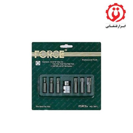 قیمت و خرید جعبه بیت ستاره ای 7 عددی با بیت هولدر 3/8 درایو فورس مدل 3071 از ابزار قشقایی