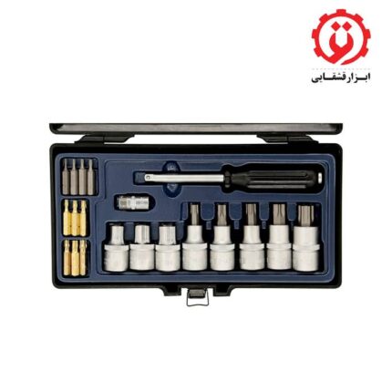 قیمت و خرید جعبه بکس ستاره، بیت بکس و بیت ستاره ای 20 عددی 1/2 و 1/4 درایو فورس مدل 4211 از ابزار قشقایی