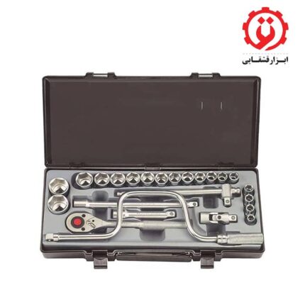 قیمت وخرید جعبه بکس 1/2 اینچ درایو 24 پارچه 6 پر اینچی فورس مدل 4245SM از ابزار قشقایی