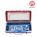 قیمت و خرید جعبه بکس 24 پارچه فشار قوی مشکی درایو 1/2 جنیوس مدل TF-424M5 از ابزار قشقایی