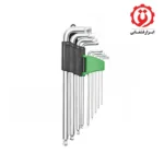 خرید آنلاین آچار آلن سر گرد تاپ تول کارتی فوق بلند پیچ درار 9 عددی مدل GAAL0927 از ابزار قشقایی