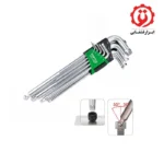 خرید آچار آلن سر گرد تاپ تول کارتی فوق بلند پیچ درار 9 عددی مدل GAAL0927 از ابزار قشقایی