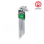 خرید اینترنتی آچار آلن سر گرد تاپ تول کارتی فوق بلند پیچ درار 9 عددی مدل GAAL0927 از ابزار قشقایی