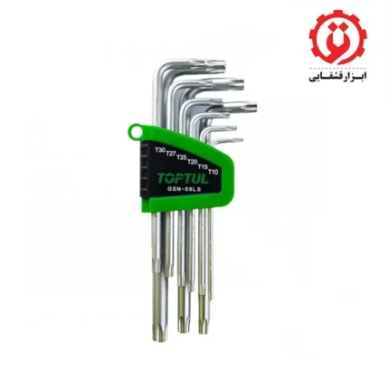 خرید اینترنتی آچار آلن ستاره ای تاپ تول کارتی بلند 9 عددی مدل GSN-09LS از ابزار قشقایی