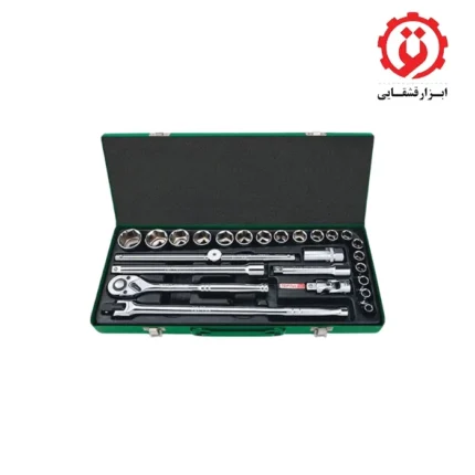 خرید و قیمت جعبه بکس 25 پارچه 1/2 12 پر اینچی جعبه طوسی تاپ تول – TOPTUL مدل GCAD2514 از ابزار قشقایی