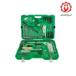 خرید آنلاین جعبه ابزار سبز 150 پارچه پلاستیکی تاپ تول مدل GCAI150R از ابزار قشقایی