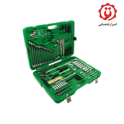 خرید جعبه ابزار سبز 150 پارچه پلاستیکی تاپ تول مدل GCAI150R از ابزار قشقایی