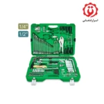 قیمت آنلاین جعبه ابزار سبز 150 پارچه پلاستیکی تاپ تول مدل GCAI150R از ابزار قشقایی
