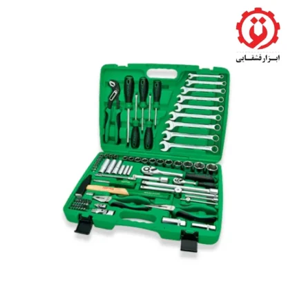 قیمت جعبه ابزار سبز 80 پارچه پلاستیکی تاپ تول مدل GCAI8002 از ابزار قشقایی