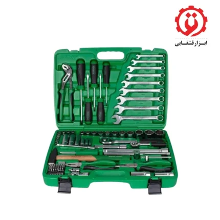 خرید آنلاین جعبه ابزار سبز 80 پارچه پلاستیکی تاپ تول مدل GCAI8002 از ابزار قشقایی