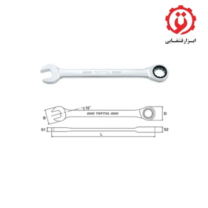 قیمت ست آچار یکسر تخت یکسر رینگ جغجغه ای 12 عددی تاپ تول مدل GPAQ1202 از ابزار قشقایی