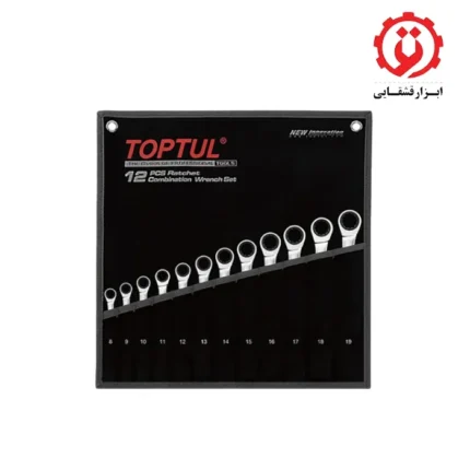 خریدست آچار یکسر تخت یکسر رینگ جغجغه ای 12 عددی تاپ تول مدل GPAQ1202 از ابزار قشقایی