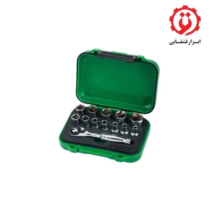 قیمت جعبه بکس 13 عددی 1/4 اینچ با دسته جغجغه مینی تاپ تول مدل GABW1301 از ابزار قشقایی