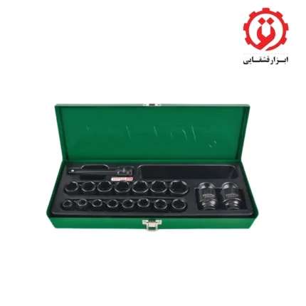 خرید جعبه بکس 18 پارچه 1/2 درایو مشکی فشار قوی تاپ تول مدل GCAD1807 از ابزار قشقایی