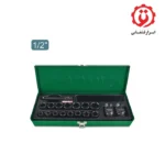 قیمت جعبه بکس 18 پارچه 1/2 درایو مشکی فشار قوی تاپ تول مدل GCAD1807 از ابزار قشقایی