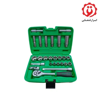 خرید جعبه بکس 26 پارچه درایو 3/8 اینچ 6پر کوتاه و بلند جعبه سامسونتی تاپ تول کدGCAI2601 از ابزار قشقایی