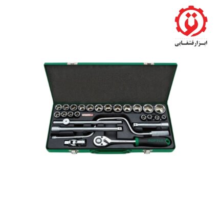 خرید جعبه بکس 26 پارچه 6 پر درایو 1/2 تاپ تول GCAD2607 از ابزار قشقایی
