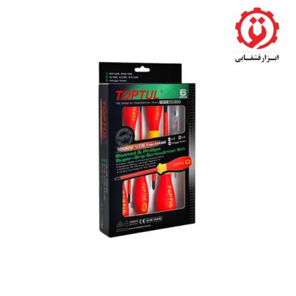 خرید ست پیچ گوشتی عایق برق 6 تایی قرمز - زرد تاپ تول مدل GFE-0605 از ابزار قشقایی