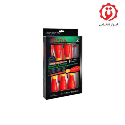 خرید ست پیچ گوشتی عایق برق 7 تایی قرمز - زرد تاپ تول مدل GFE-0701 از ابزار قشقایی