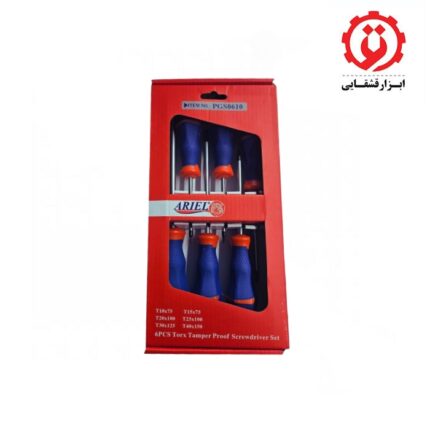 خرید و قیمت ست پیچ گوشتی ستاره ای سوراخ دار آریل 6 عددی مدل PGS0610 از ابزار قشقایی