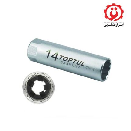 خرید اینترنتی بکس شمع سایز 14 جداره نازک 12پر درایو 3/8 تاپ تول مدل BAAX1214