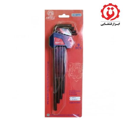 خرید اینترنتی آچار آلن ستاره ای کارتی فوق بلند 9 عددی آریل مدل ALS0993