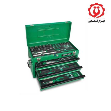 جعبه ابزار آهنی سبز 114 پارچه تاپ تول مدل GCAZ114A