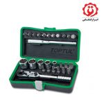 جعبه بکس و بیت 27 پارچه و دسته جغجغه تاشو 1/4 اینچ تاپ تول مدل GADW2701