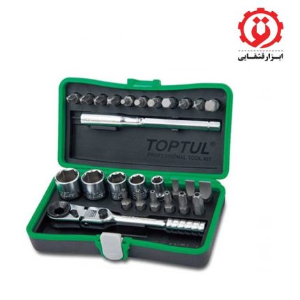 جعبه بکس و بیت 27 پارچه و دسته جغجغه تاشو 1/4 اینچ تاپ تول مدل GADW2701