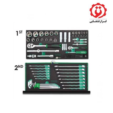 خرید اینترنتی جعبه ابزار آهنی سبز 114 پارچه تاپ تول مدل GCAZ114A
